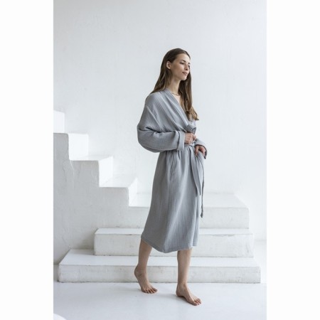 Essential robe, multilayer muslin, size m, color gray color-4