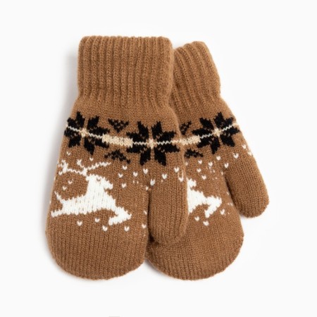 Mittens for children, brown color, size 14 (4-6 years)-1