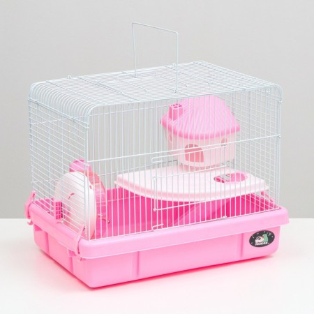 A cage for rodents "Pigzon", with a filling, 44.5 x 31 x 36.5 cm, pink
