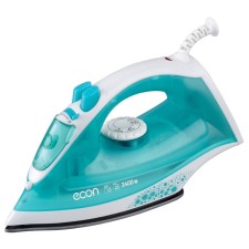 Iron ECON ECO-BI2401, 2400 W, ceramic soles, 140 ml, turquoise with white