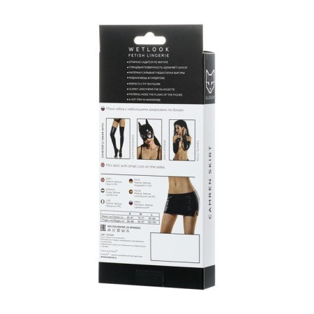 Mini-skirt Glossy, Wetlook, Black Color, size M-4