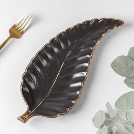 Ceramic serving dish "Rapsodia. Sheet ", 29 × 12 × 2.5 cm, black color