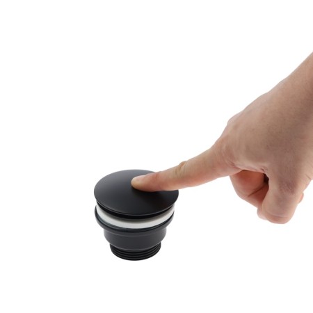 Bottom valve ACCOONA A482F, 1 1/4 ", button, black-4