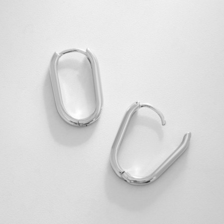 Earrings Metal Xuping oval, silver color-1