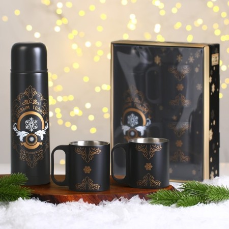 Gift set "Winter Patterns", a thermos 500 ml, a mug 2 pcs-1