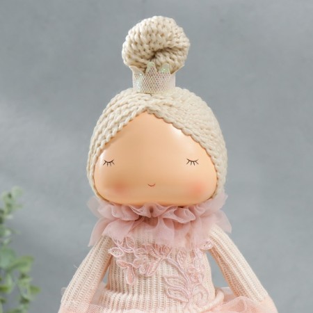 Interior doll "Baby Princess in a pink dress, with a bear" 37.5x15x18.5 cm-4