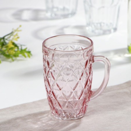 Glass mug, 400 ml, color and texture mix-5