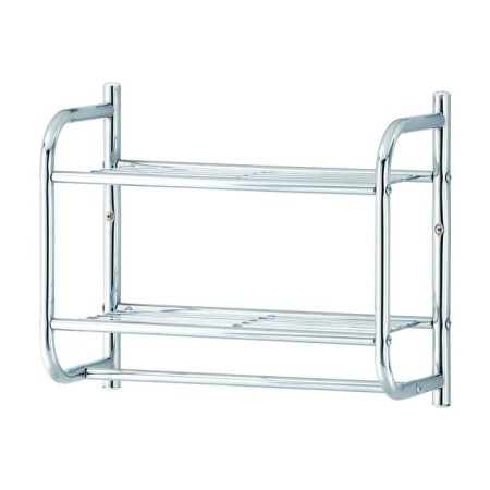 Wall -mounted bathroom shelf Aiowa, with a towel holder, silver