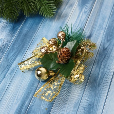 Fir -tree jewelry "spruce composition" (set 2 pcs) Bant shine bump, 11x9 cm, gold-1