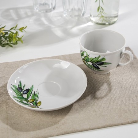 Tea steam porcelain "olives", 275 ml, cup D = 9.2 cm, saucer d = 15.1 cm, Mix drawing-1