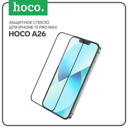 Hoco A26 Protective Glass, for the iPhone 13 Pro Max, with a protective mesh for a microphone, a black frame