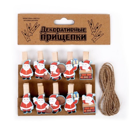 Set of decorative clothespins "Santa Claus" set 10 pcs.-3