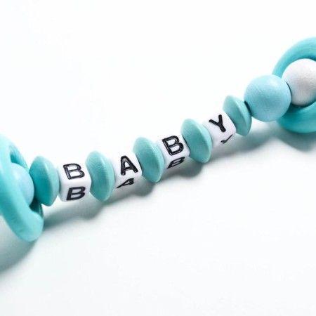 Holder for the nipple - dummy "Bear", wooden, turquoise color-4