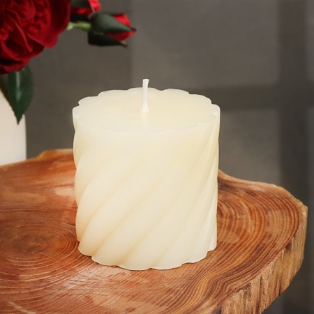 Candle-cylinder aromatic twisted "Jasminovid Madren", 7.5x7.5 cm-1