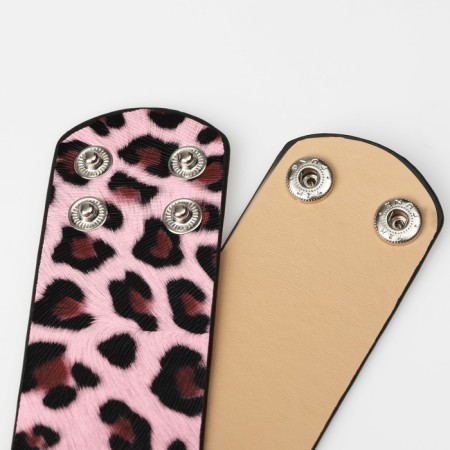 Bracelet Skin "Safari" Leopard, wide, black pink color, 23.5 cm-2