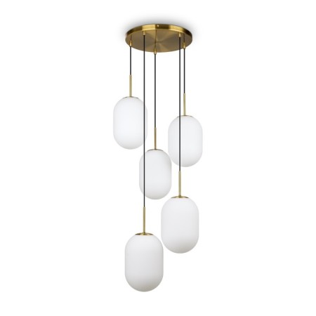 Suspended lamp Freya FR1012PL-05BS Sharlot, 490x490x3440 mm, E14, 5x40W, brass color-2