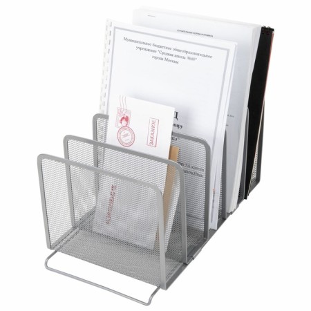 Horizontal Brauberg "Germanium" paper tray, 5 sections, metal, silver 237969-3
