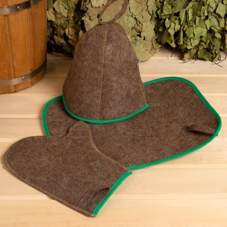 Set for a bathhouse 3 objects (rug, hat, mitten) with a colored tubler mix-7
