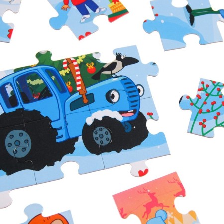 Puzzle “Collect, find, show. New Year ", Blue Tractor, 35 elements-1