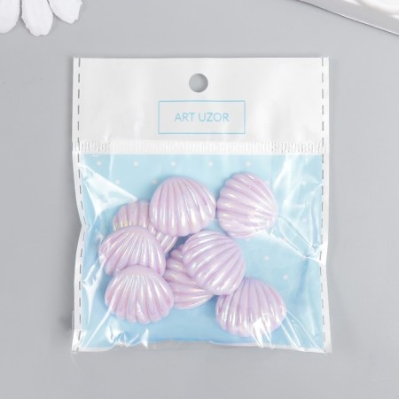 Decor for creativity plastic "Broke with mother of pearl" Lilac 1.8x2 cm-3