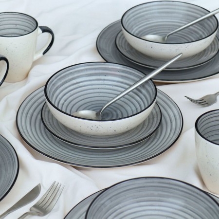 Elrington ceramic dishes. Graphite breeze ", 16 items-9