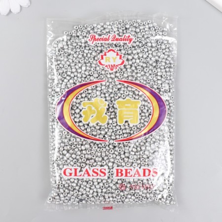 Glass beads 6/0 "silver" metallic 450 g-2