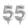 Candle in the cake jubilee "line" (set 2 in 1), number 55, silver metallic, 6.5 cm