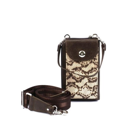 Bag for documents, n/k, 2 departments, beige python/brown.