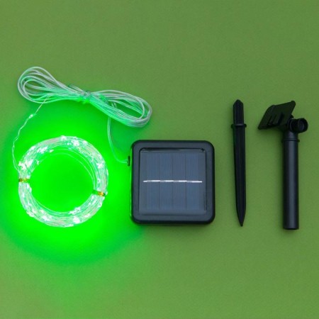 Garland "thread" 20 m dew, IP44, silver thread, 200 led, green glow, 2 modes, solar battery-4