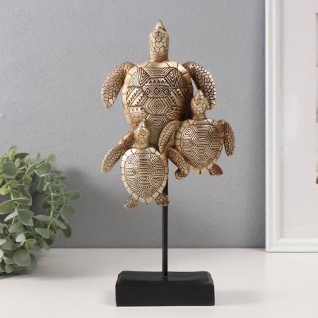 Souvenir Polystone "Sea Turtle with kids" Geometric patterns 14.4x6x29.8 cm