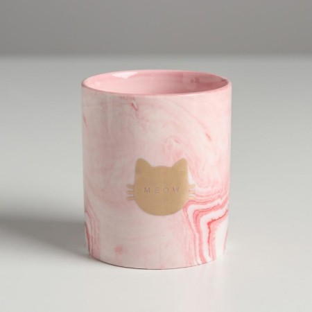 Ceramic glass with embossing, "meow", 8 x 9.5 cm-3