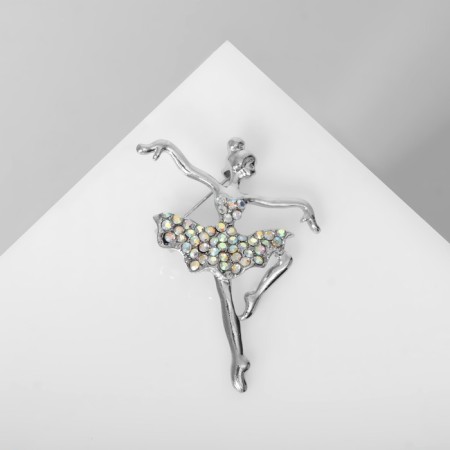 Brooch "Ballerina" Allonge, Rainbow color in silver