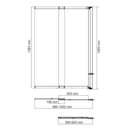 Shower curtain for the bath Wasserkraft Main 41S02-100 RM, 1000x1400 mm, sliding, matte-2