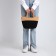 Female wicker bag without fastening, black/beige color