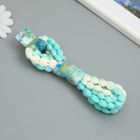 Pomponing cord "White with turquoise" winding 2 m-1