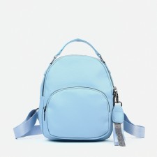 Women's backpack of artificial leather with lightning, 1 pocket, blue color