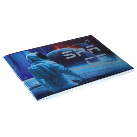 Album for drawing A4, 40 sheets on the crest "Galaxy", covered cardboard, metallization, 100g/m2, mix-5