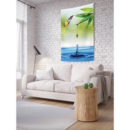 Decorative panel with photo printing “The butterfly catches a drop”, vertical, size 150x200 cm