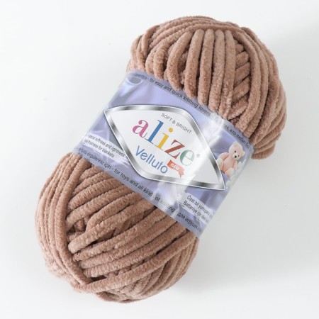 Yarn "Velluto" 100% micropoliester 68m/100g (329 tobacco-brown)-1