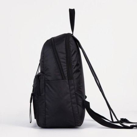 A backpack with a zipper, "saxi", outer pocket, black color-1