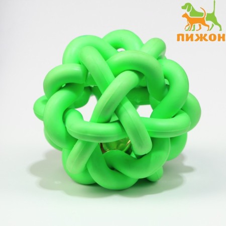 Rubber toy "molecule" with a bell, 4 cm, green