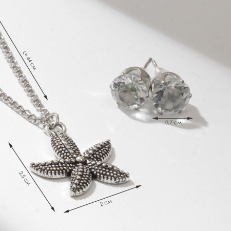 Set 2 objects: earrings, pendant "star" sea, color black silver, 40 cm-1
