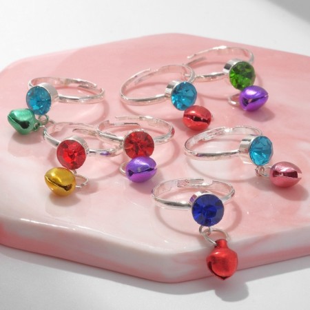 Children's ring "chosen" bell, color mix in silver, dimensionless-1