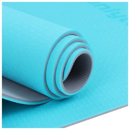 Fitness and yoga mat, 183x61x0.6 cm, gray/blue color-13
