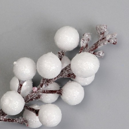 Decorative berries on a stick, white, 4.5 × 4.5 × 20 cm-1