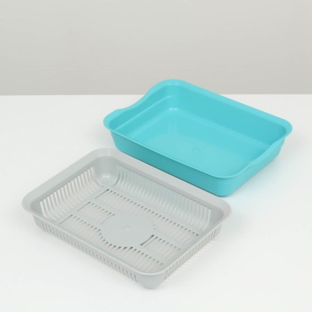 Toilet with a net, 35.5x26x7 cm, gray/turquoise-5
