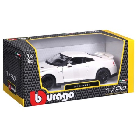 BBURAGO Nissan GT-R 2017, Die-Cast, 1:24, opening doors, white color-12