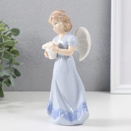 Souvenir Ceramics "Angel Observing Flowers" 18x7.5x6 cm-3