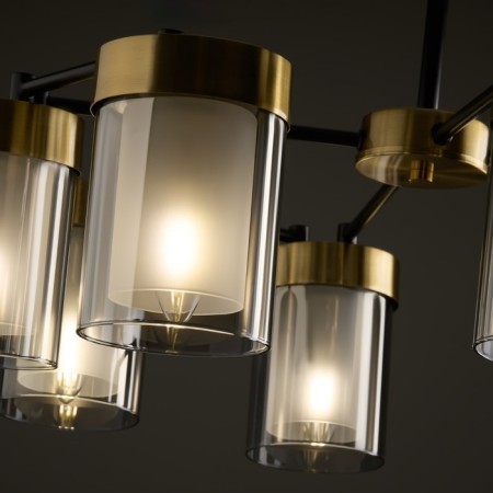 Suspended lamp Freya Fr5432PL-08BBS Lora, 440x440 mm, E14, 8x40W, black color and brass-2