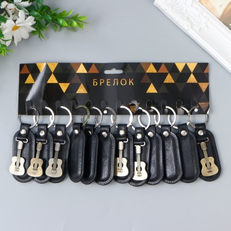Брелок кожзам, металл "Гитара" 7,8х3,2 см-2